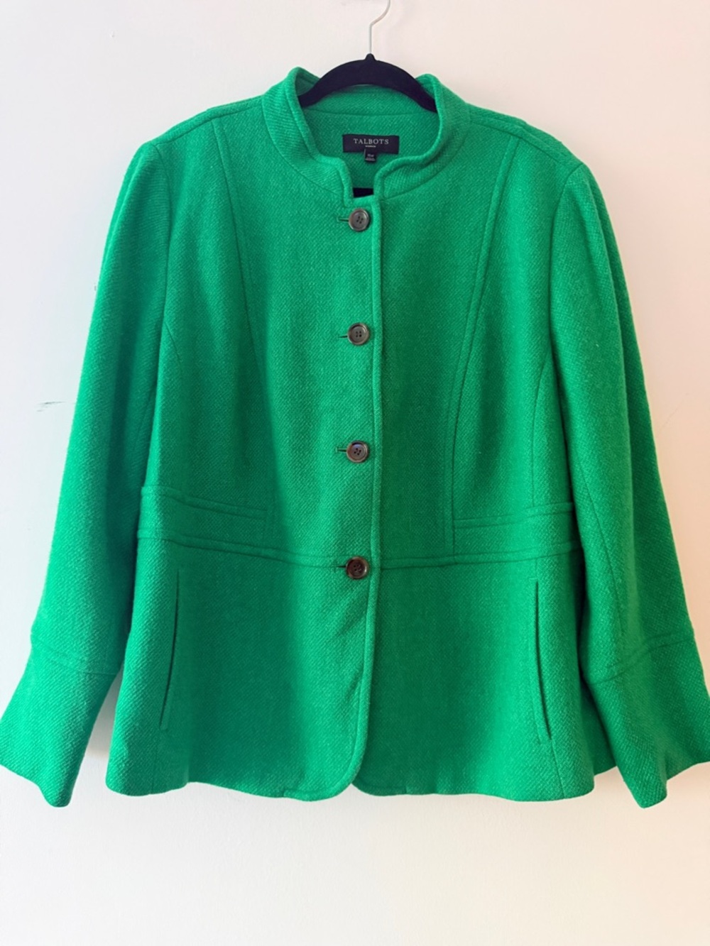 Talbots women's Kelly Green blazer jacket Wool Blend Plus Size 16W